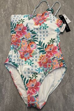 La Blanca Sz 10 M One Piece Floral Cruise Beach Resort Vacation